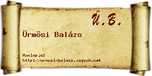 Ürmösi Balázs névjegykártya