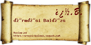 Ürmösi Balázs névjegykártya